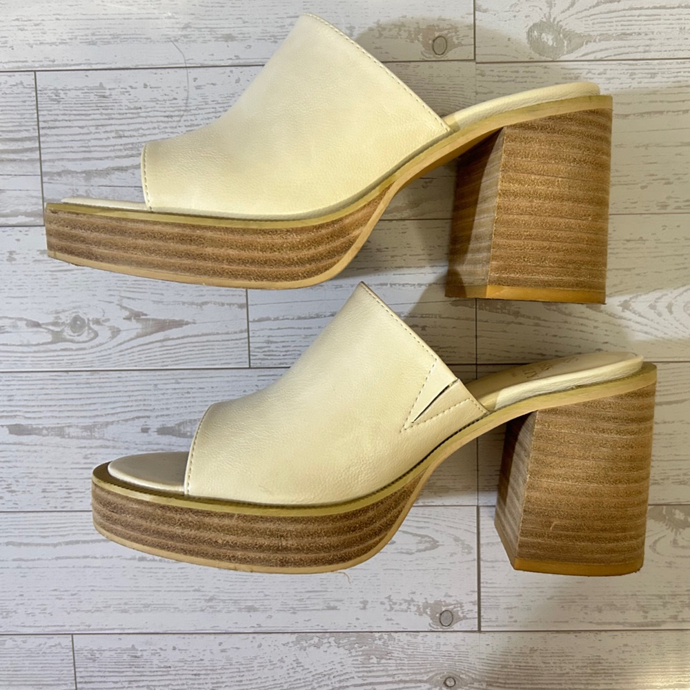 Elegant Cream Heeled Mules - Picture 4 of 11
